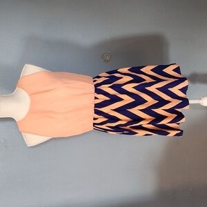 Pink Owl Chevron sleeveless peach fuzz dress